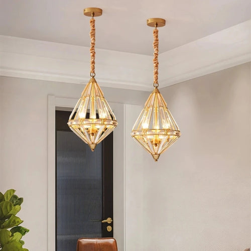 suspension en cristal doré design nordique pour décoration élégante - vue 3 sur 7