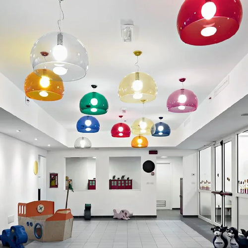 Italian Designer Dome Pendant Lamp Colorful Acrylic Chandelier Ceiling Suspenion Hanging Light with E27 Bulb - vue 5 sur 19