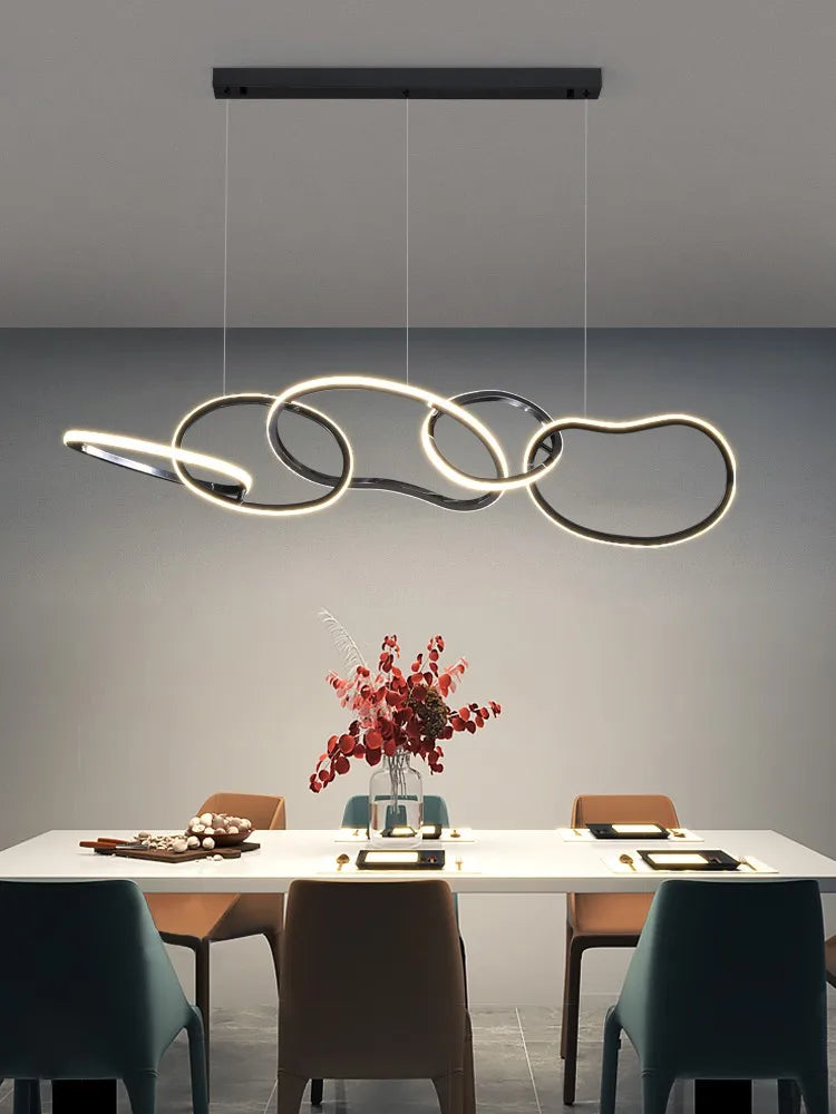 lustre moderne simple nordique luxe en acier inoxydable galvanisé - vue 2 sur 10