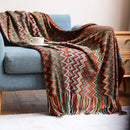 Plaid bohème tissé à pompons doux canapé lit
