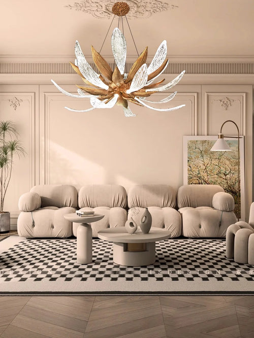 lustre led en cuivre et verre à intensité variable pour intérieur - vue 2 sur 11