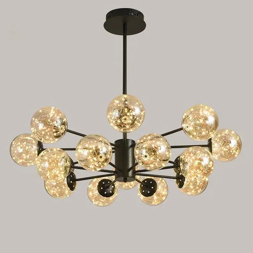 lustre moderne en forme d'étoile avec abat-jour en verre décoratif - vue 4 sur 24