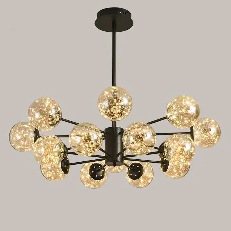 lustre moderne en forme d'étoile avec abat-jour en verre décoratif - vue 3 sur 24