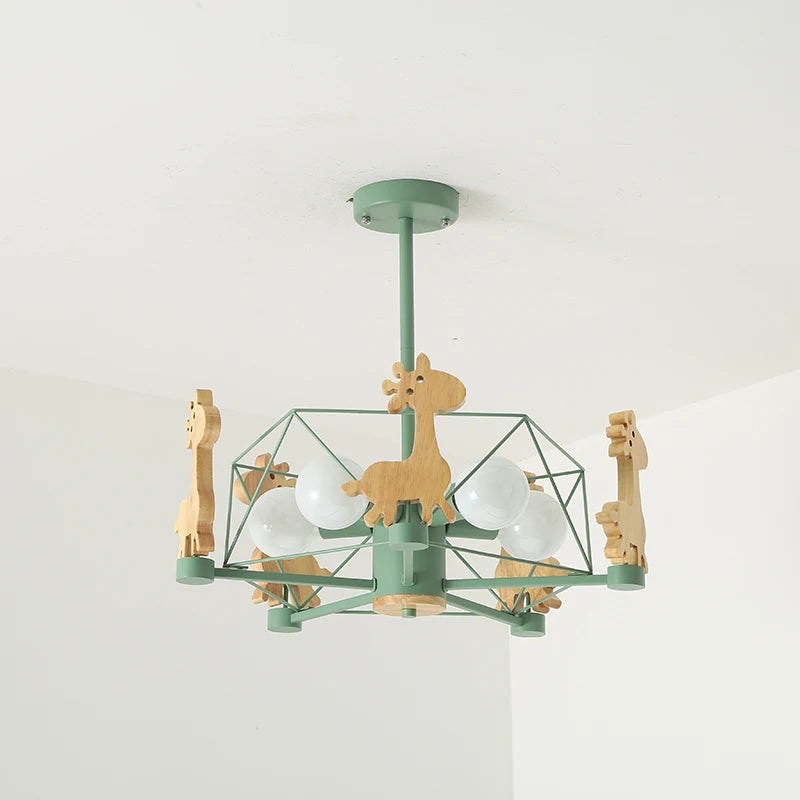 Kids Room Lighting Nordic Children Child Room Ceiling Light E27 Holder Star Diamond LED Suspension Wooden Hanging Lamp - vue 5 sur 10