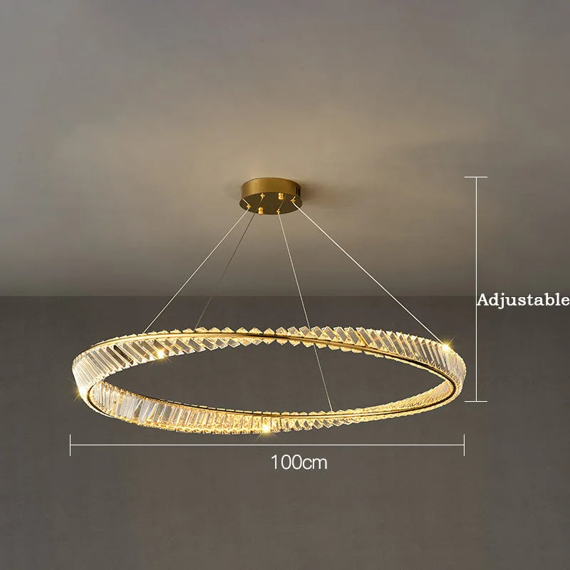 suspension moderne en aluminium et cristal led - vue 11 sur 14
