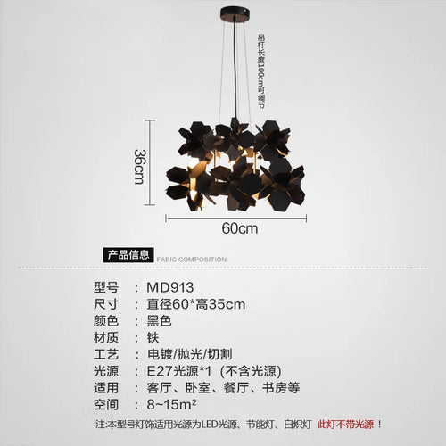lustre à led moderne en fer pour décoration intérieure - vue 5 sur 8