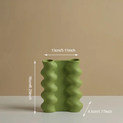 vase en céramique géométrique nordique pour fleurs séchées décoration maison - vue 12 sur 11
