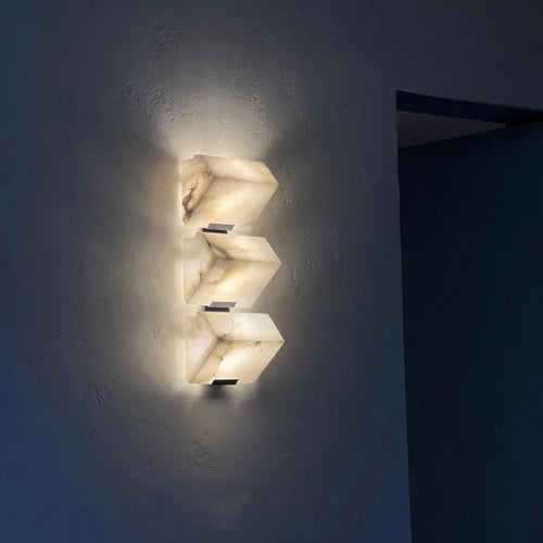 applique murale moderne en marbre avec lumières led - vue 4 sur 9