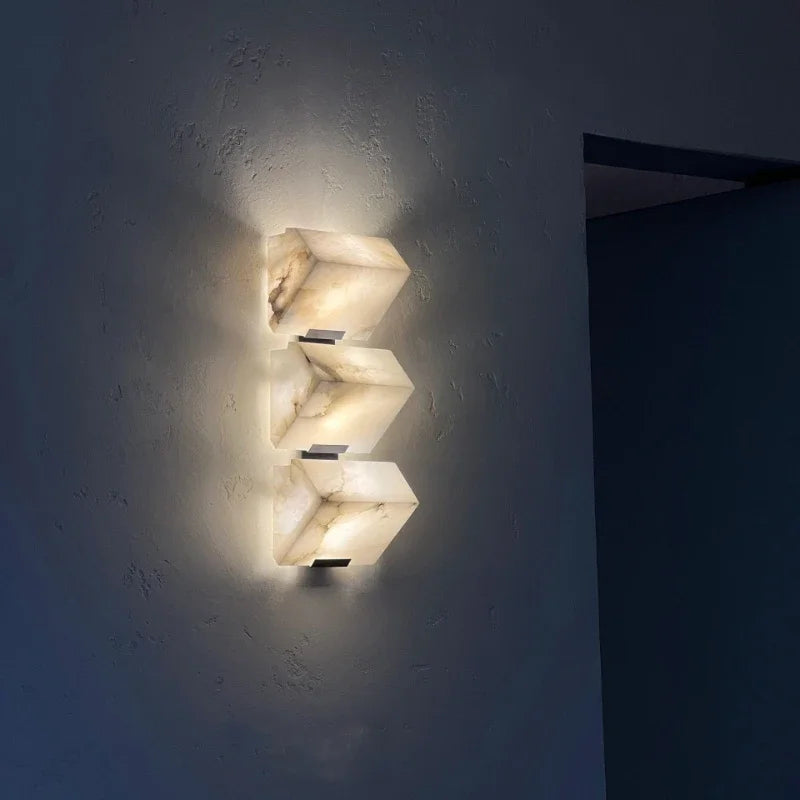 applique murale moderne en marbre avec lumières led - vue 4 sur 9