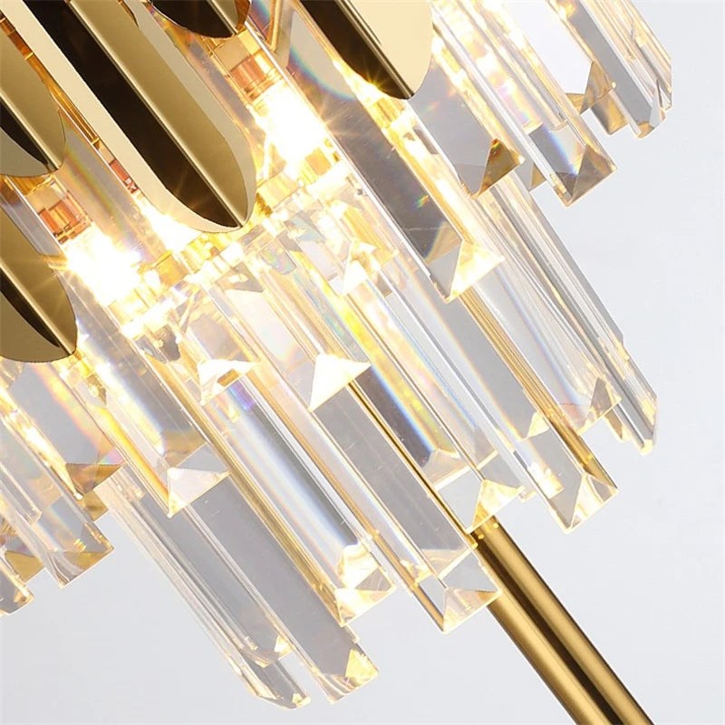 lampadaire post-moderne nordique en cristal doré led luxe - vue 4 sur 17