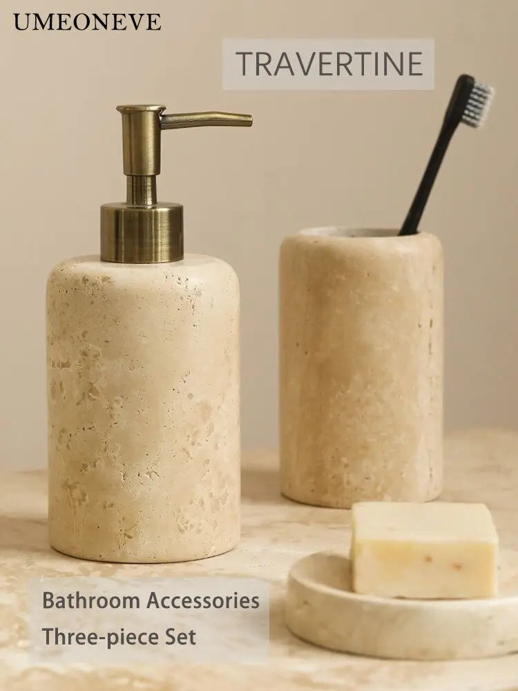 porte-brosse à dents en travertin luxe pour salle de bain - vue 11 sur 15