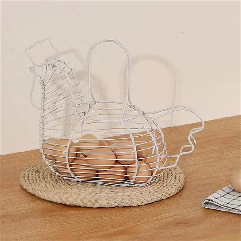 panier de rangement en fer forgé en forme de poulet - vue 5 sur 5