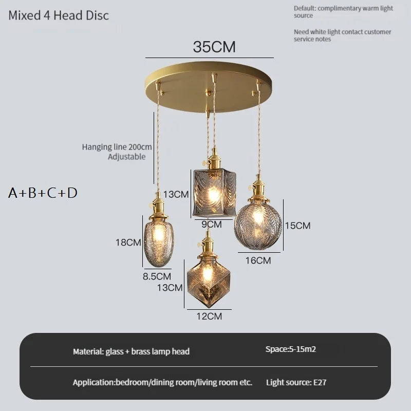 lustre vintage edison avec ombre en verre cristal pour bar loft - vue 21 sur 22