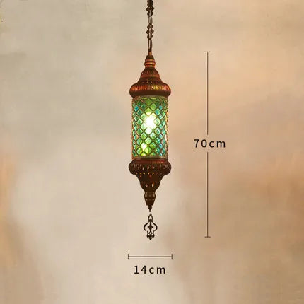 lustre industriel rétro en fer et verre coloré pour établissements asiatiques - vue 8 sur 14