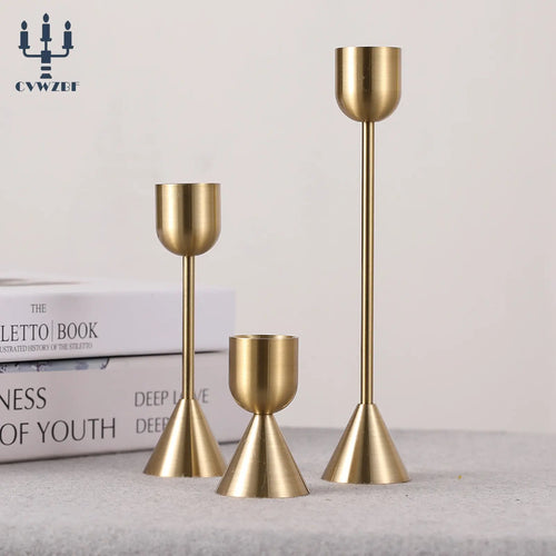 lot de 3 bougeoirs en métal décoration élégante pour mariage et fêtes - vue 7 sur 21