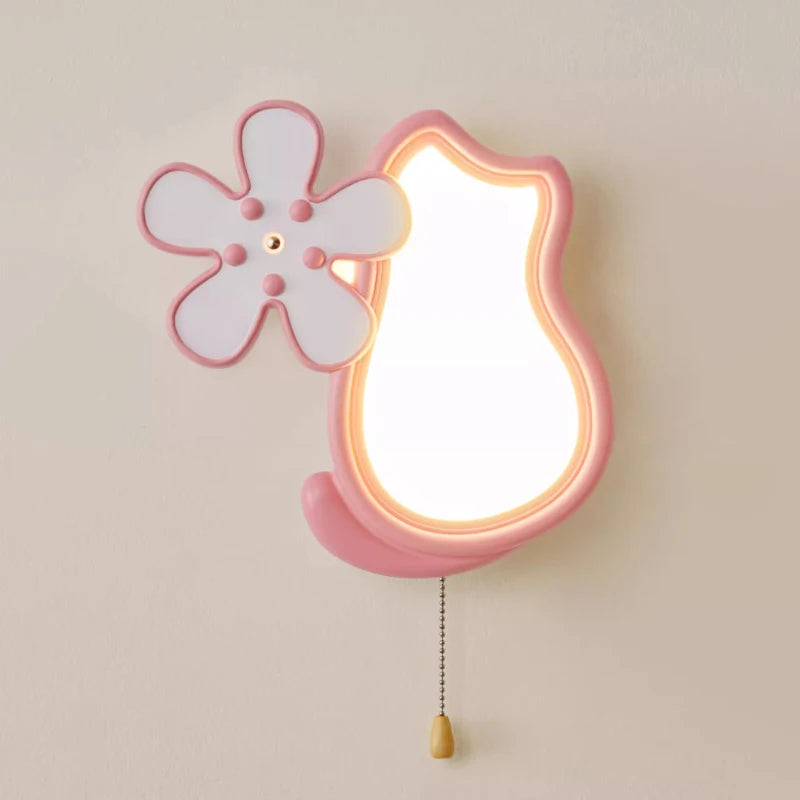 applique murale mignonne avec chat et fleur pour enfant - vue 6 sur 9