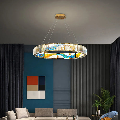 lustre led dimmable moderne en acier cercle décoratif - vue 3 sur 14