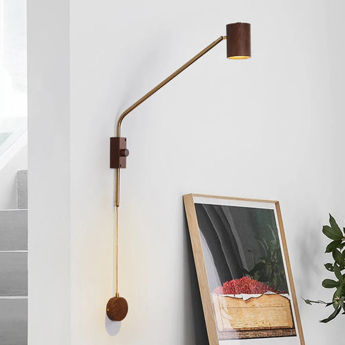 applique murale vintage en bois bras oscillant pour hôtel café - vue 3 sur 8