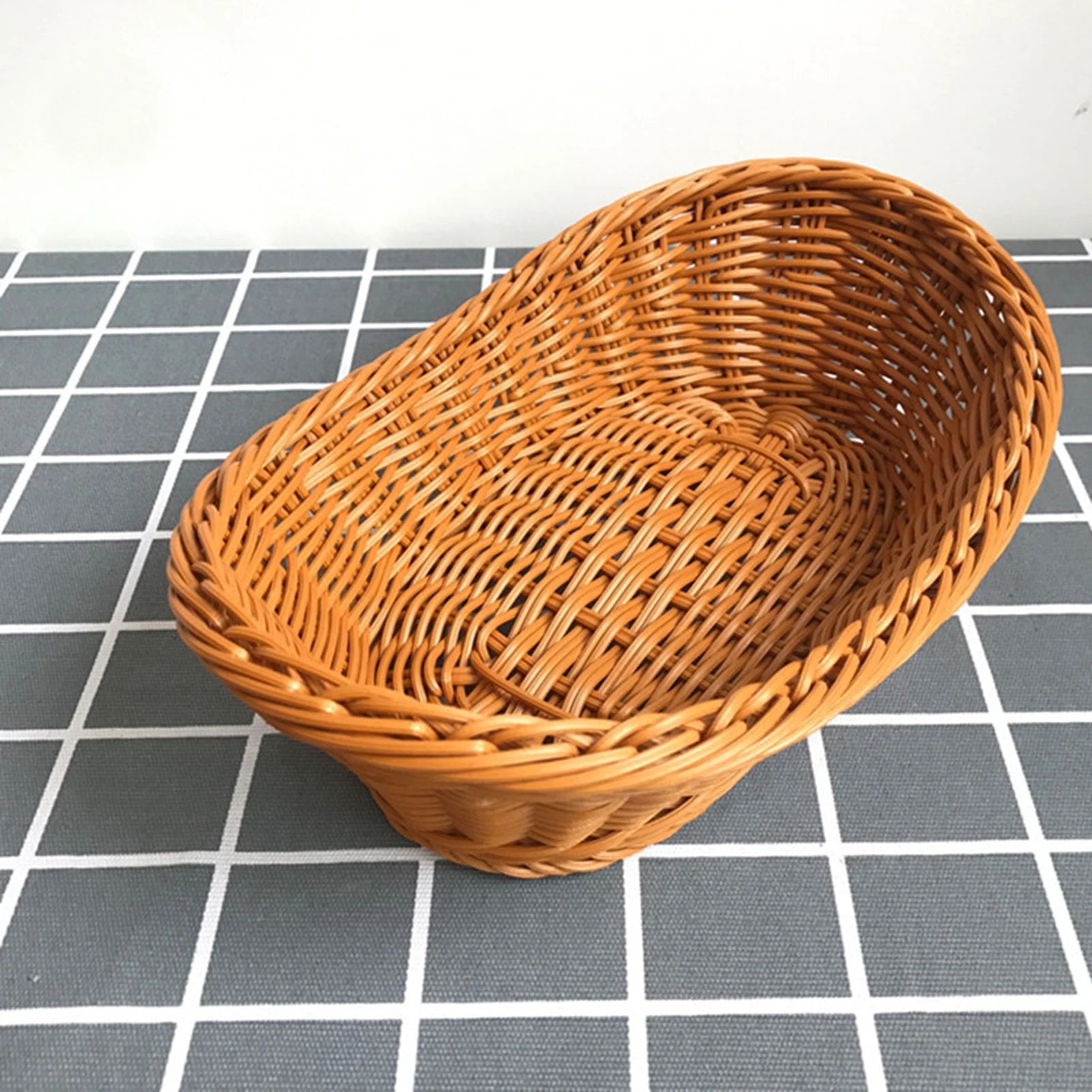 panier tressé ovale pour rangement de fruits et cosmétiques - vue 6 sur 7