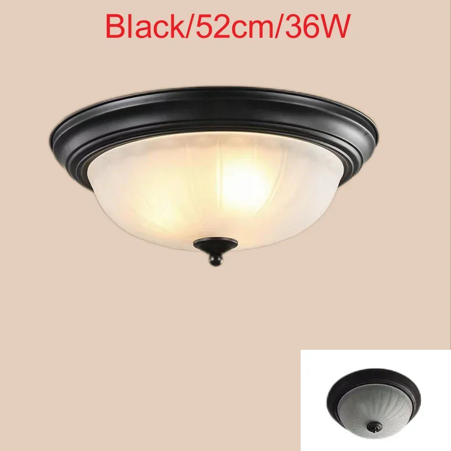 Plafonnier rond or/noir/Bronze plafonnier verre dépoli pour couloir salon cuisine LED lumineuse éclairage 110/220V - vue 9 sur 18