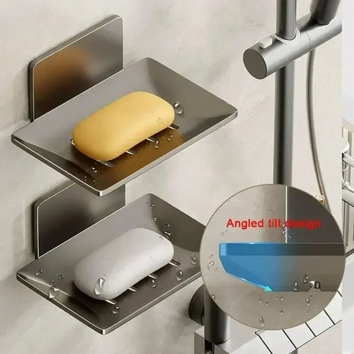 porte-savon en aluminium mural avec drainage sans perçage pour salle de bain - vue 9 sur 9