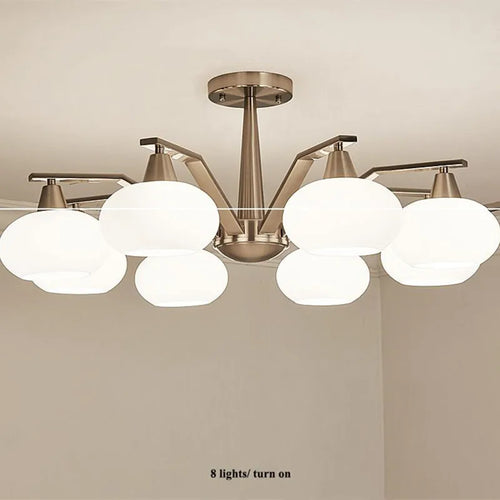 lustre moderne en métal nickelé avec éclairage à led - vue 2 sur 12