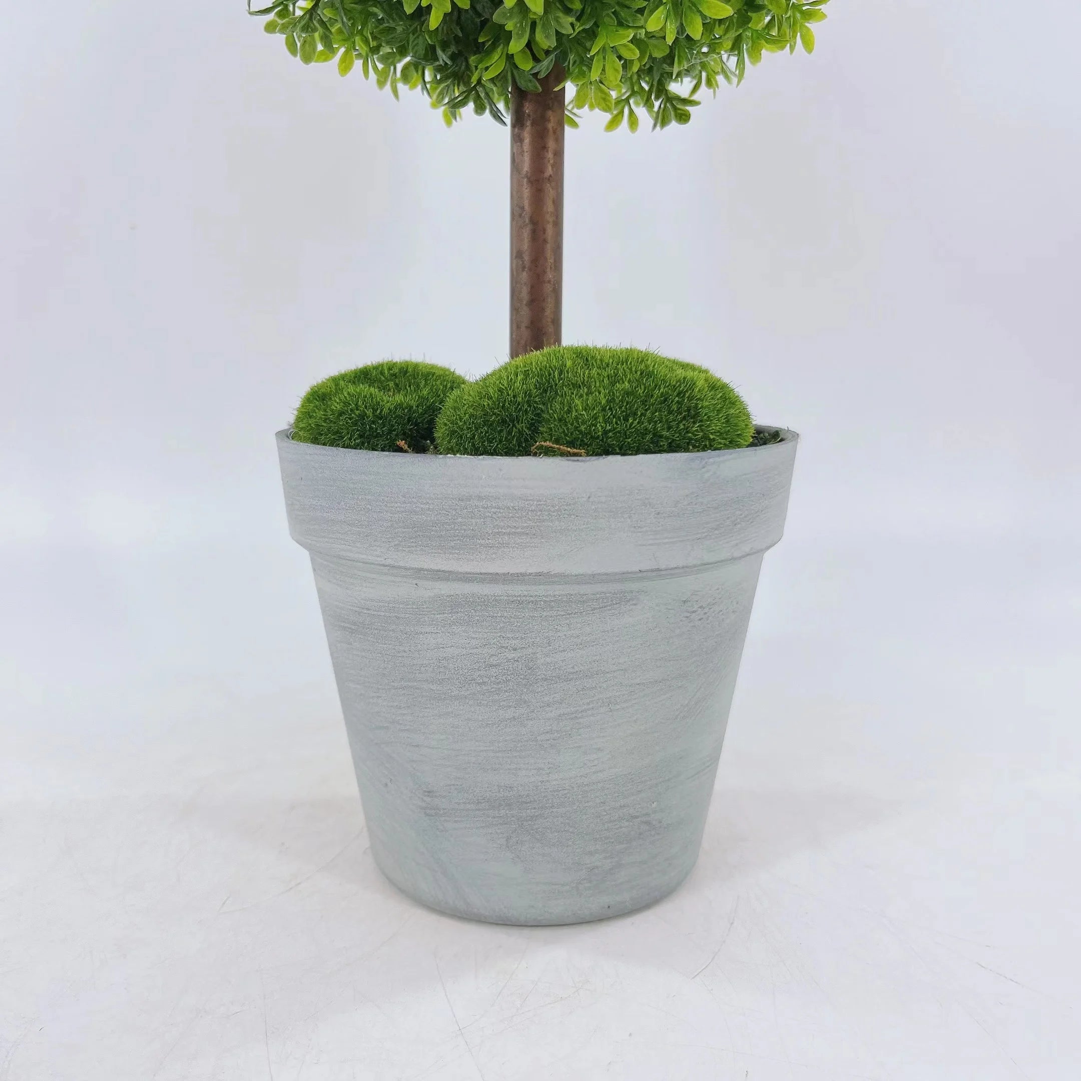 buisson artificiel en pot double boule décoratif pour intérieur et extérieur - vue 6 sur 7