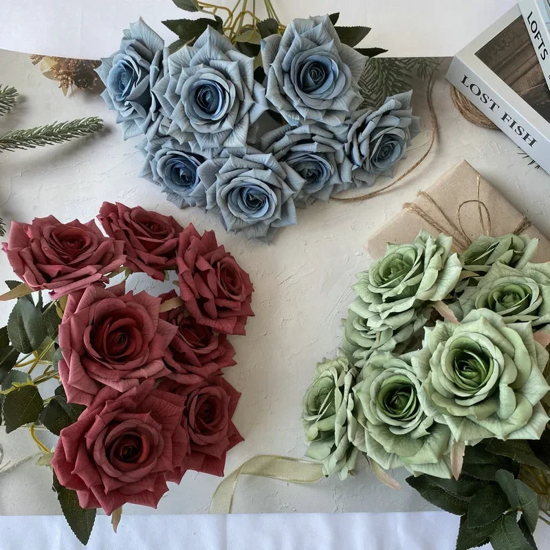 bouquet de roses artificielles en soie pour décoration intérieure - vue 1 sur 17