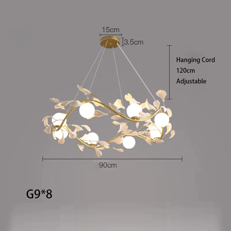 suspension lumineuse en verre design nordique ginkgo moderne