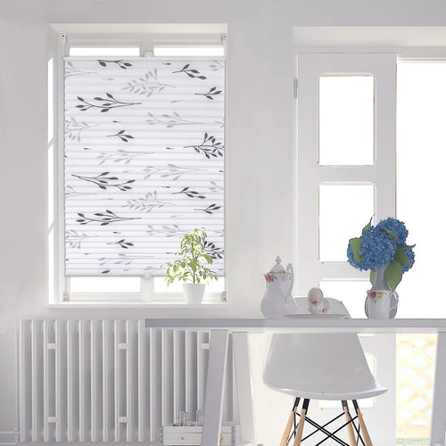 Store plissé motif branches sans perçage fenêtre intérieur - vue 3 sur 6