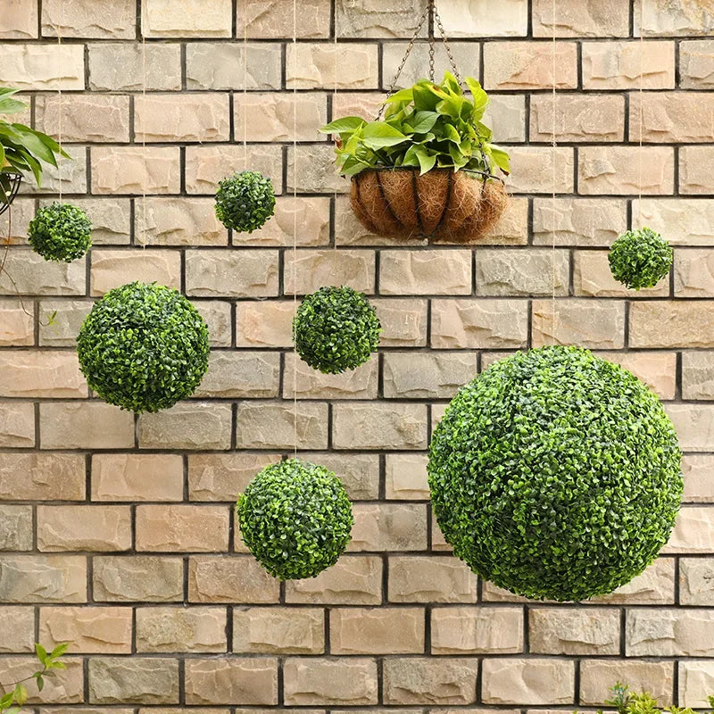 boule décorative en gazon artificiel pour jardin mariage et balcon - vue 3 sur 10