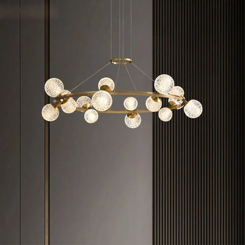 lustre Salle à manger moderne décoration de la maison en verre salon moderne intelligent LED luminaires intérieurs - vue 4 sur 12