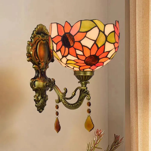 applique murale baroque en verre teinté à fleurs turques - vue 3 sur 18