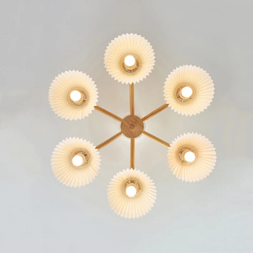 lustre moderne nordique en bois parapluie plissé pour maison - vue 6 sur 10
