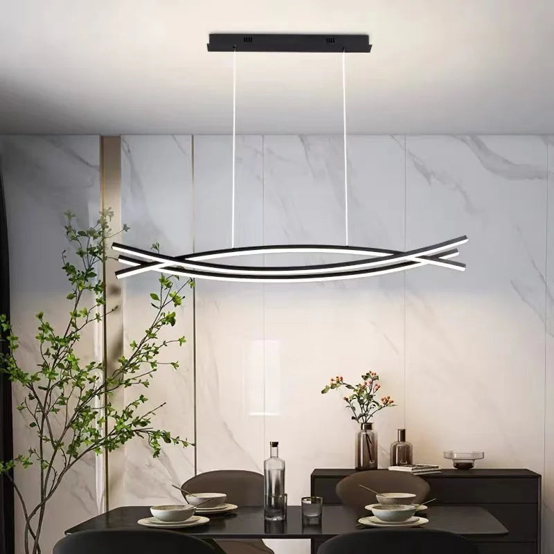 lustre à led en aluminium design moderne réglable en hauteur - vue 4 sur 8