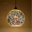 suspension en verre teinté en forme de feu d'artifice 3D