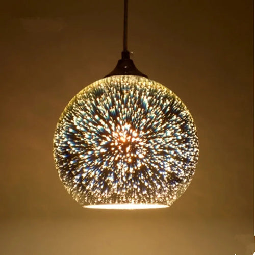 suspension en verre teinté en forme de feu d'artifice 3D - vue 3 sur 12