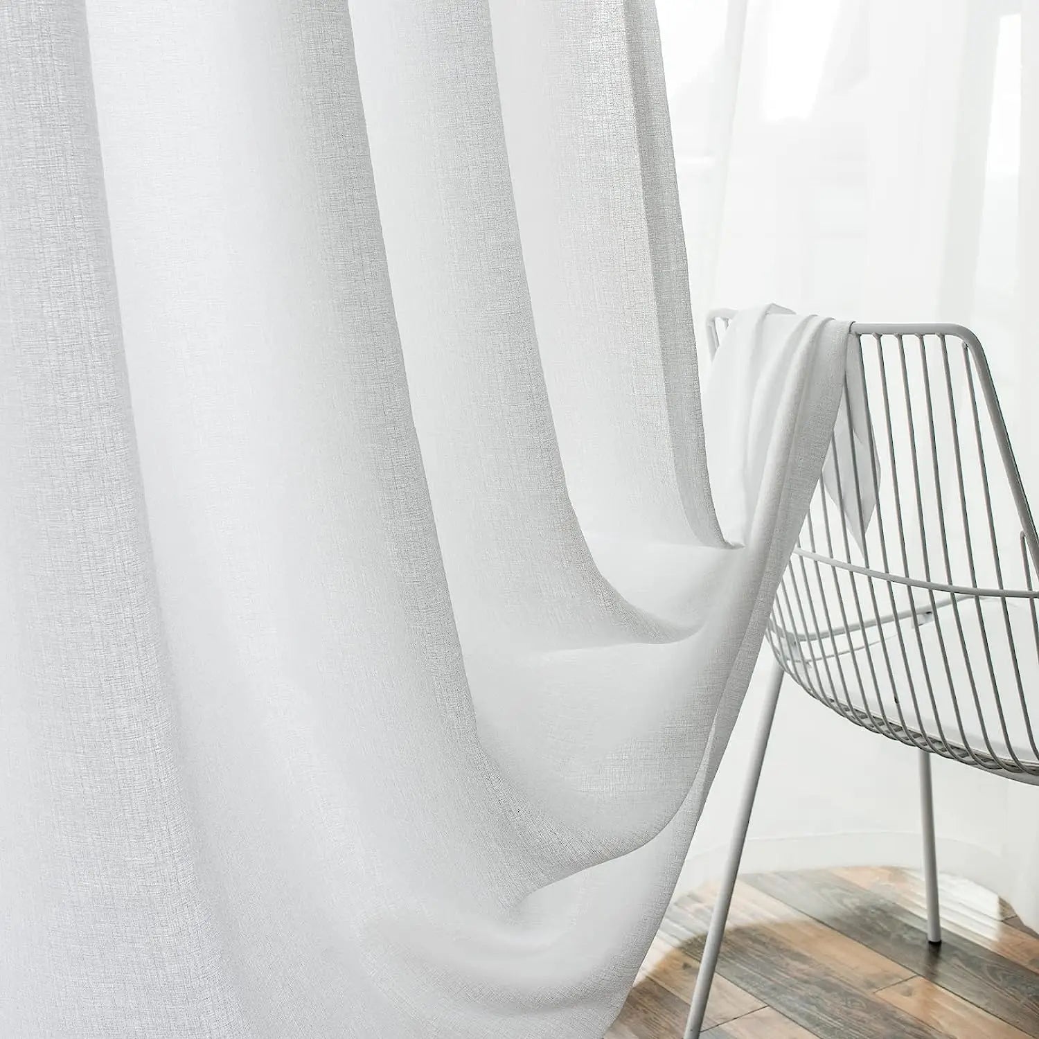 Voilage tulle imitation lin sur mesure style moderne - vue 4 sur 7