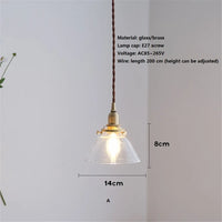 suspension en verre style américain luminaire rétro en laiton