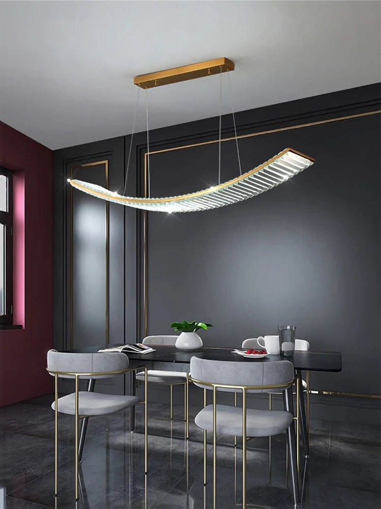 lustre led nordique en cristal pour cuisine moderne - vue 3 sur 8