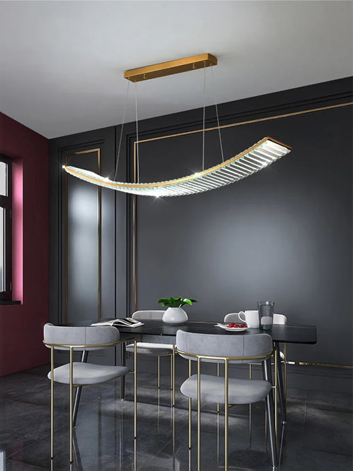 lustre led nordique en cristal pour cuisine moderne rectangulaire - vue 4 sur 8