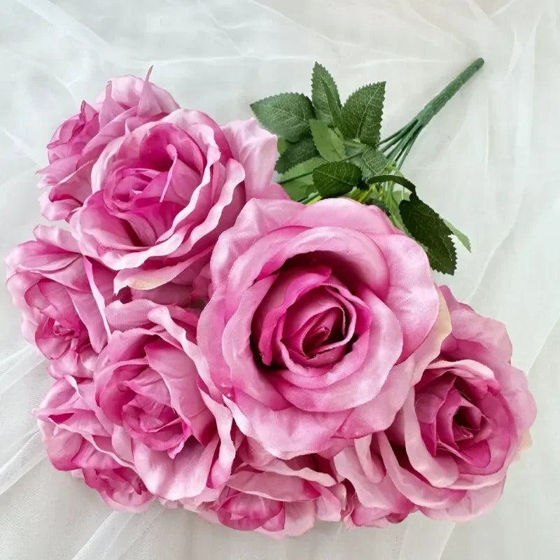 bouquet de roses artificielles en soie pour décoration intérieure - vue 23 sur 28