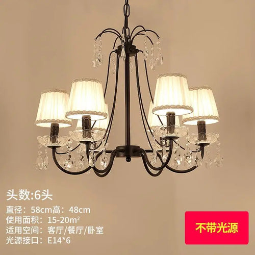 lustre rétro en fer et cristal style américain créatif - vue 9 sur 12
