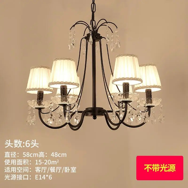 lustre rétro en fer et cristal style américain créatif - vue 8 sur 12