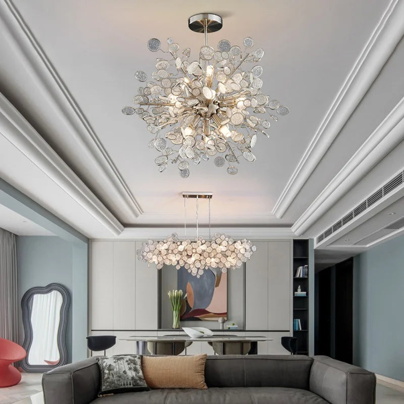 2023 Light Luxury LED Ceiling Chandelier Trend Villa Living Dining Room Pendant Lamp Modern Lustre Bedroom Hanging Light Fixture - vue 3 sur 13