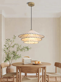 Tissu nordique suspension LED lumière Restaurant chambre salle à manger décoration de la maison Lustre créatif coton lin chapeau Lustre lampe