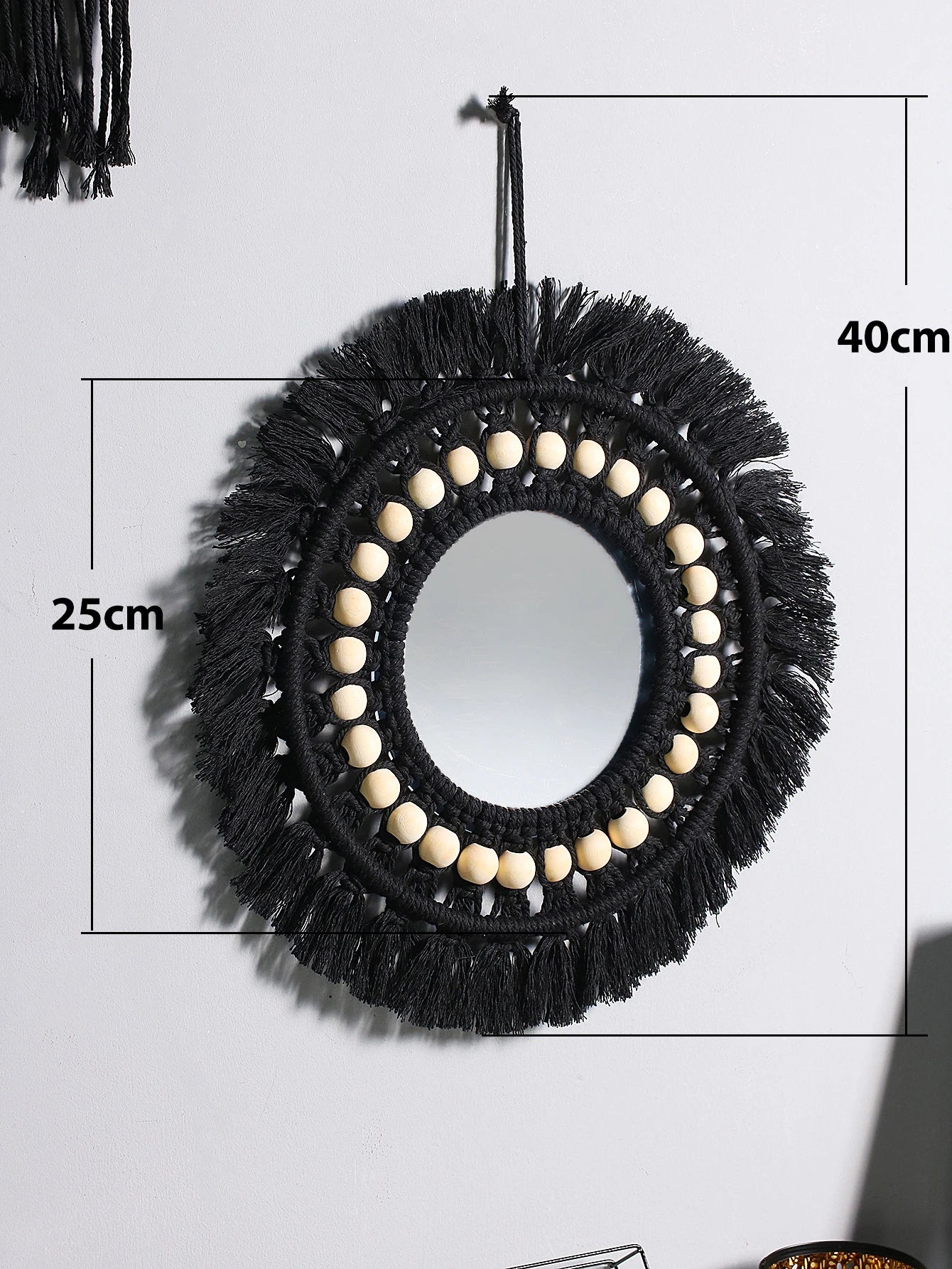 miroir décoratif boho en macramé pour décoration murale artisanale - vue 9 sur 13