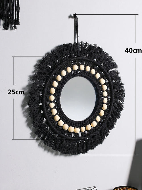 miroir décoratif boho en macramé pour décoration murale artisanale - vue 10 sur 13