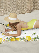 serviette de bain microfibre citron floral plage absorbante