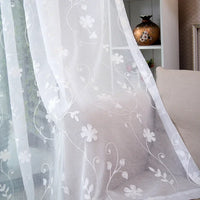 Voilage brodé floral style coréen pour salon chambre